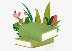 绿色植物手绘素材元素书本素材