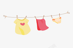 披着毛巾的宝宝晾晒的可爱童装插画高清图片