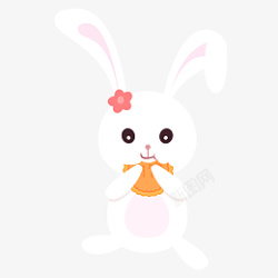 中秋节满月玉兔白色兔子吃月饼手绘中秋素材