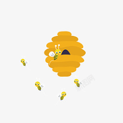 卡通蜜蜂窝手绘蜂巢和蜜蜂免抠图高清图片