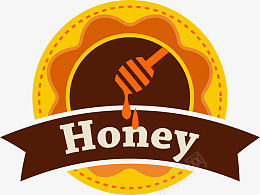 卡通甜蜜蜂蜜标签png免抠素材_88icon https://88icon.com 蜂蜜 honey 甜品 食物 矢量图案 卡通标签
