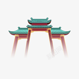 古建筑大门国潮png免抠素材_88icon https://88icon.com 古老 建筑 大门 国潮