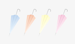 四色马卡龙彩色小雨伞素材