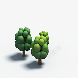 C4D树木两棵矮树png免抠素材_88icon https://88icon.com C4D 树木 植物 3D 立体模型