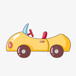 卡通品色敞篷车卡通手绘黄色玩具汽车插画高清图片