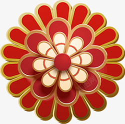 国潮红花花朵手绘素材