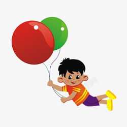小孩牵着气球素材