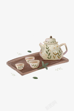 古风国潮茶水茶壶手绘素材