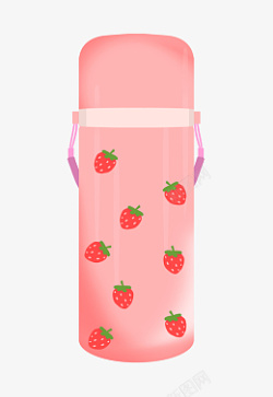 粉色草莓水杯插画素材