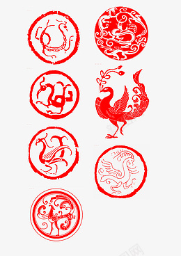 汉代龙图腾瓦当psd免抠素材_88icon https://88icon.com 手绘 汉代 装饰图 图腾 中国龙 瓦当