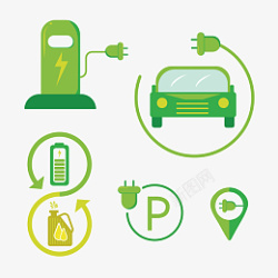 绿色充电桩矢量新能源车图标套图购高清图片