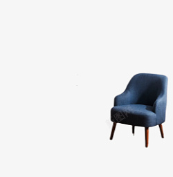 简约布艺蓝色沙发椅素材