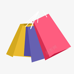 纸质购物彩色购物袋卡通png素材高清图片