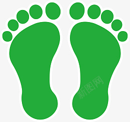 彩绘绿色背景脚印脚丫地标图标