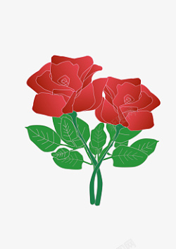 手绘红玫瑰插画素材