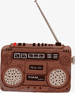 手绘复古工具元素收音机素材