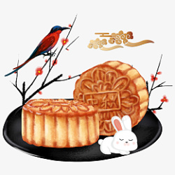 中国风中国传统节日中秋节月饼玉兔素材