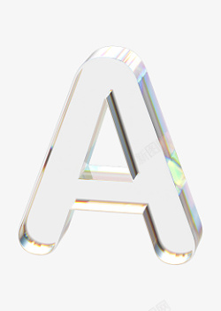 立体水晶透明金边字母A素材