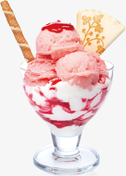 杯子雪糕草莓冰淇淋雪糕冰淇淋球高清图片