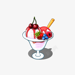 樱桃蓝莓冰淇淋素材