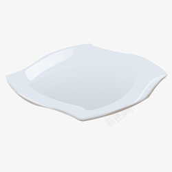 白色方形瓷器盘子PSD透明底素材