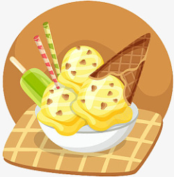棕色夏日柠檬雪糕冰激凌素材