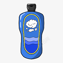 手绘洗发护肤品插画png免抠素材_88icon https://88icon.com 旅行小物 洗发用品 蓝色瓶子 护发素 洗发露 洗头膏 旅游 旅行 蓝色 黄色