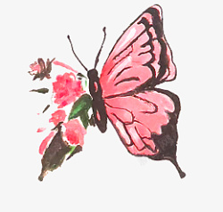 蝴蝶绘画做旧色素材
