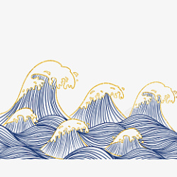 海浪海波水纹海水手绘素材
