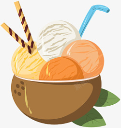 原创元素夏至椰子冰淇淋素材