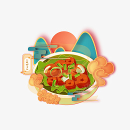 国潮美食红烧狮子头png免抠素材_88icon https://88icon.com 国潮 美食 狮子头 插画