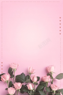 小清新粉色浪漫玫瑰大气简洁海报背景