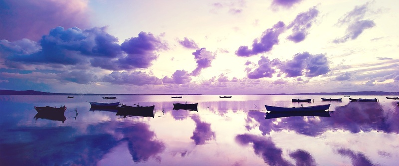 海边psd_88icon https://88icon.com 小舟 摄影 海报banner 湖水 紫色 船 风景