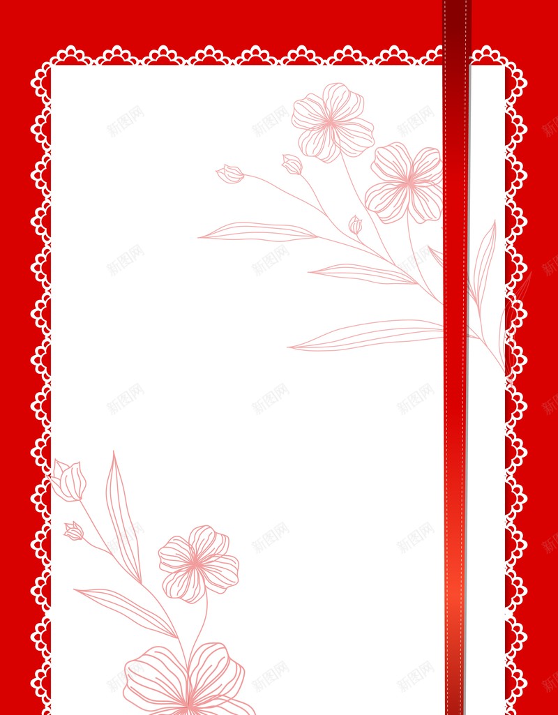 红色背景边框背景彩带花朵jpg设计背景_88icon https://88icon.com 彩带 红色背景 花朵 边框背景