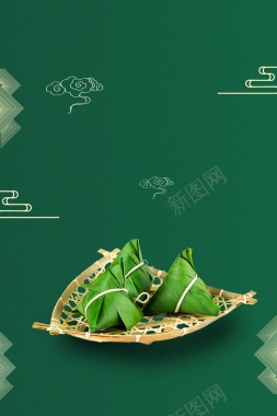 端午节粽子竹篓祥云背景