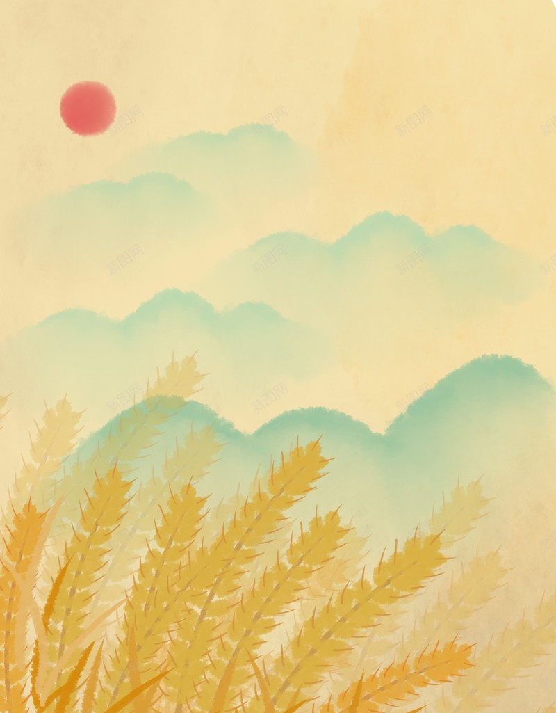 夏天立夏二十四节气太阳麦子青山psd设计背景_88icon https://88icon.com 二十四节气 夏天 太阳 立夏 青山 麦子