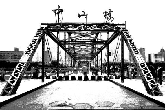 黑白照片中山桥背景