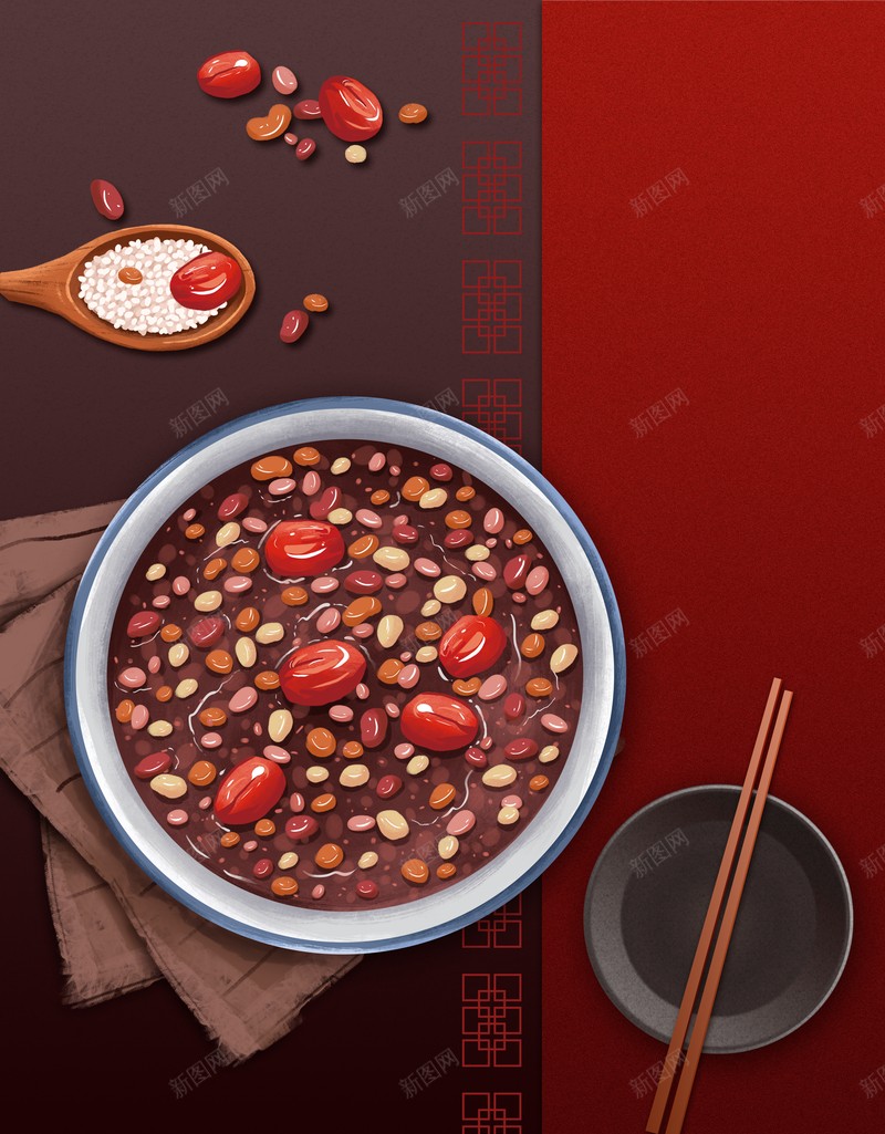 腊八节腊八粥复古背景红枣psd设计背景_88icon https://88icon.com 腊八节 腊八粥 红枣 复古背景