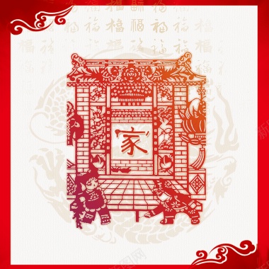 中国年春节年画主图背景