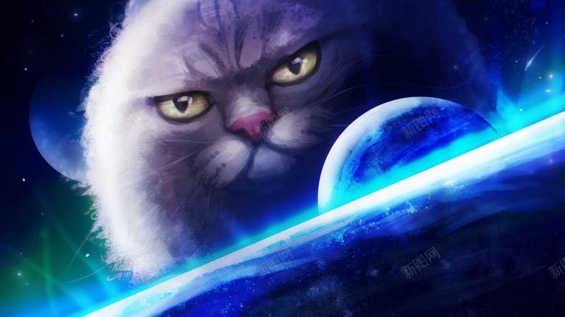 手绘猫星人猫咪星球jpg设计背景_88icon https://88icon.com 手绘 猫星人 猫咪 星球