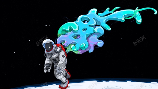 卡通月球宇航员背景