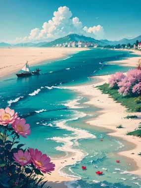美妙的海边风景背景
