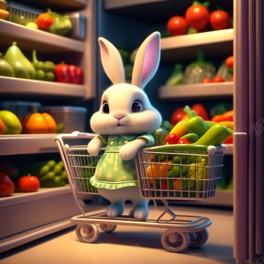 精美兔子购买蔬菜图片背景