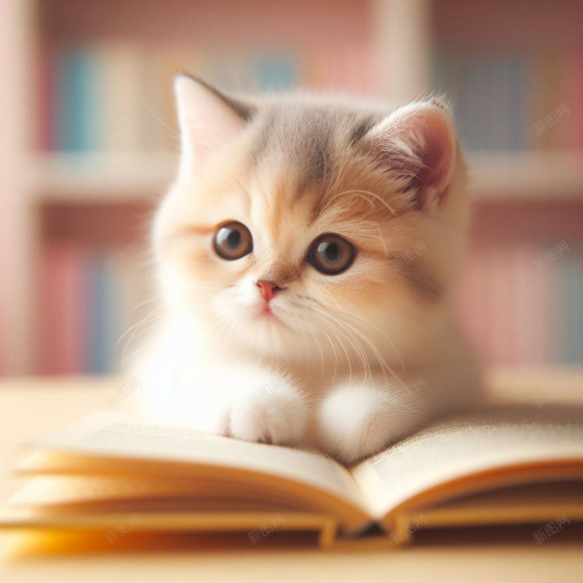 呆萌小猫图片jpg设计背景_88icon https://88icon.com 小猫 看书 猫 可爱猫咪