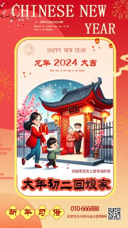 大年初二海报大年初二回娘家高清图片