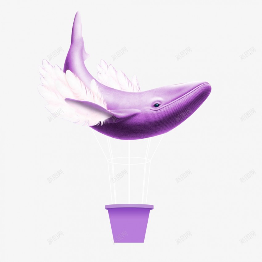 鲸鱼插画png免抠素材_88icon https://88icon.com 鲸鱼 紫色 水桶