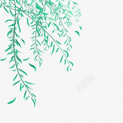 卡通装饰绿色树枝树叶插画端午节元素素材