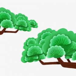 卡通装饰绿色树枝树叶插画树叶元素素材