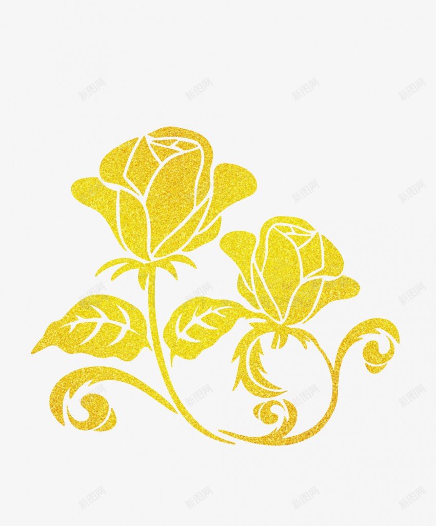 黄金色装饰花png免抠素材_88icon https://88icon.com 花 金色 玫瑰