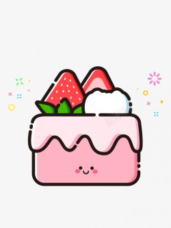 手绘奶油小蛋糕卡通草莓水果高清图片